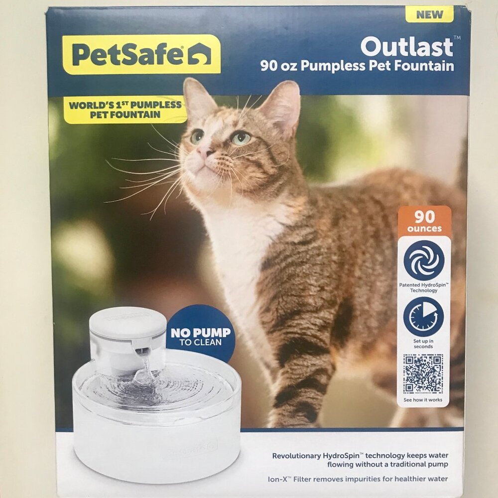 Outlast Pumpless Healthy Cat & Dog Pet Water Fountain 90 Oz PetSafe